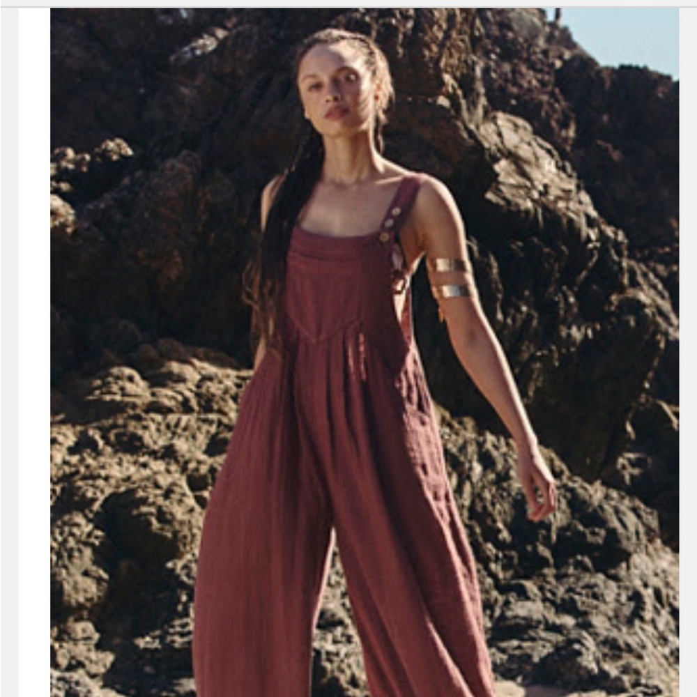 Free People Sun-Drenched Wide-legs Overalls XL